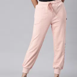 showoffff SHOWOFF Peach Cotton Blend Regular Fit Mid Rise Joggers image 1