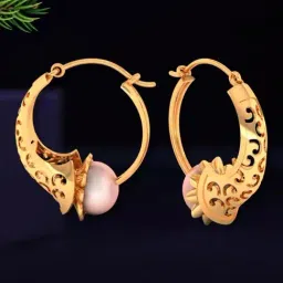 P.C. Chandra Jewellers 18KT Yellow Gold Beautiful Huggie Earrings With Elaborate Artistry-image-80