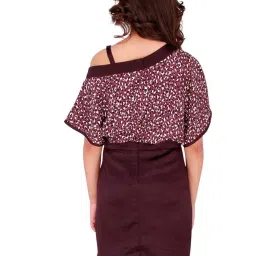 Cutecumber Kids Maroon & Black Floral Print Dress image 2