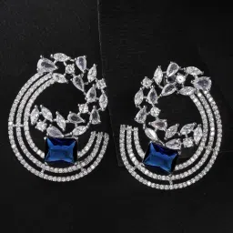 Karatcart Blue Cubic Zirconia Studded Silver-Plated Stud Earrings for Women-image-41