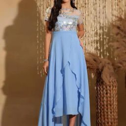 Miss Chase Blue Embroidery Dress-picture-3