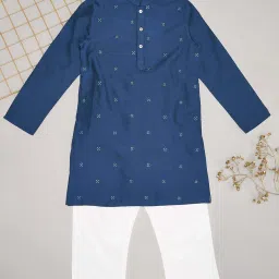 Indus Route by Pantaloons Boys Midnight Navy Printed Full Sleeves Kurta Sets image 1