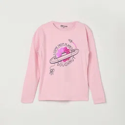 Fame Forever by Lifestyle Kids Pink Cotton Printed Full Sleeves T-Shirt image 1