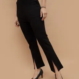 Code by Lifestyle Black Viscose Regular Fit Trousers image 1
