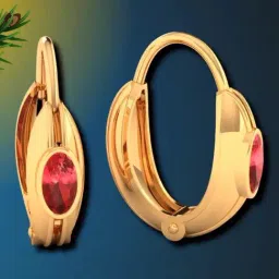 P.C. Chandra Jewellers 18KT Yellow Gold Circular Earrings With Beautiful Red Stone-image-83