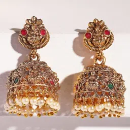Karatcart Gold-Tone Plated Red & Green Earrings for Women-image-28