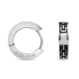 Police Chainset Black Huggie Earrings image 1