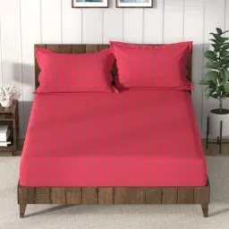 Nautica Bristol Stripes Red 150 TC King Bedsheet with 2 Pillow Covers image 1