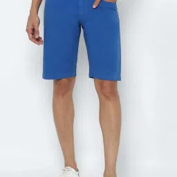 Allen Solly Blue Cotton Slim Fit Shorts image 1