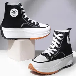 Mozafia Women's Black Ankle High Sneakers image 1