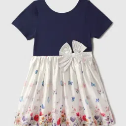 Nauti Nati Girls White & Blue Cotton Blend Printed Dress-picture-31