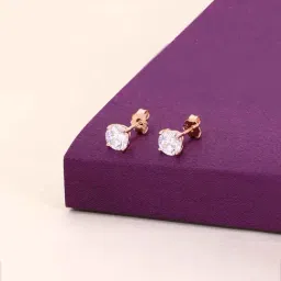 Kai Jewel Sterling Silver Chic Solitaire Stud Rose Gold Earrings for Women-image-11
