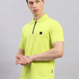 Rock.it by Monte Carlo Mens Solid Regular Fit Polo Neck Half Sleeve T Shirt With Half Zip Closure image 3
