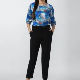 Van Heusen Black Slim Fit Mid Rise Trousers image 4