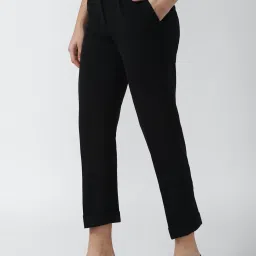 Van Heusen Black Slim Fit Mid Rise Trousers image 3