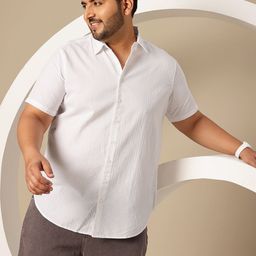 Sztori Plus Size Pure Cotton Self Striped Casual Shirt-picture-46