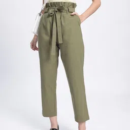 DressBerry Women Retro Rave Paperbag Waist Cropped Trousers-image-76