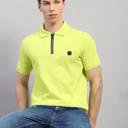 Rock.it by Monte Carlo Mens Solid Regular Fit Polo Neck Half Sleeve T Shirt With Half Zip Closure image 5