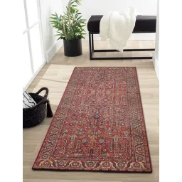 OBSESSIONS Rust Ethnic Bedside Runner (2.5x5 Feet) image 1