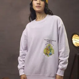 Bewakoof Purple Graphic Relaxed Fit Sweatshirt-picture-29