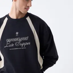 nuon men Nuon by Westside Black Relaxed-Fit Cotton-Blend Sweatshirt image 4