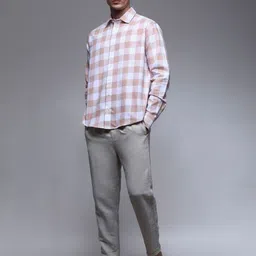 Paper Cut Oversized Checked Cotton Spread Collar Casual Shirt-image-36