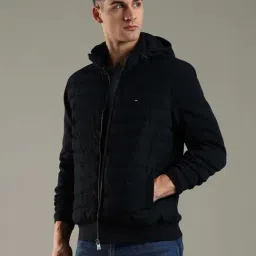 Tommy Hilfiger Navy Cotton Regular Fit Puffer Jacket image 4