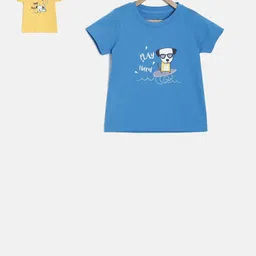 MINI KLUB Boys Blue Printed Round Neck T-shirt image 1