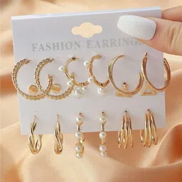 Crazy Fashion Pack Of 6 Contemporary Hoop Earrings-image-93