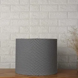 Grated Ginger Black & White Zig Zag Printed Cylindrical Shaped Lampshade-picture-40