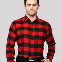 SWAZ New Slim Fit Buffalo Checks Checked Spread Collar Cotton Formal Shirt-picture-32