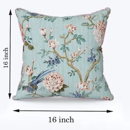 Anadhika Cream-Coloured & Green Set of 3 Floral Square Cushion Covers image 4