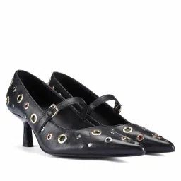 Saint G Women Multi Eyelets Black Leather Pumps-picture-23