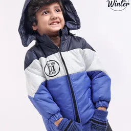 Babyoye Full Sleeves Color Block Quilted Hoodies - Blue-picture-25
