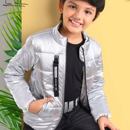 arias by lara dutta Arias Pu Coated Bomber Puffer Jacket - Silver-picture-41