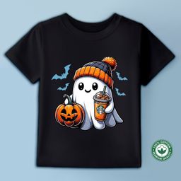 BLUSHES Halloween Theme 100% Cotton Half Sleeves Pumpkin Printed Tee - Black-picture-13