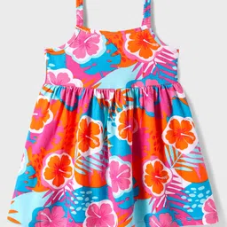 Babyhug Cotton Woven Sleeveless Dress With Floral Print - Multicolor image 1