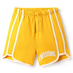Pine Kids Looper Knit Mid Thigh Shorts With Text Print - Yellow-picture-18