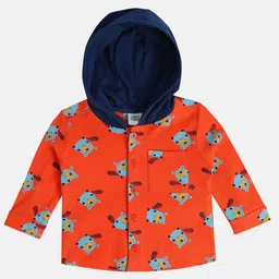 MINI KLUB Cotton Knit Full Sleeves Animal Printed Shirt - Orange-picture-40