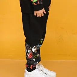 Anthrilo Racer Theme Jeep Printed Cut & Sew Fleece Jogger - Black image 4