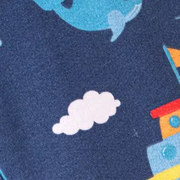 Babyhug Cotton Looper Knit Full Length Lounge Pant Boat Print - Blue image 3