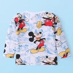 Babyhug Disney Cotton Knit Full Sleeves Night Suit with Mickey Mouse Graphics - White image 3