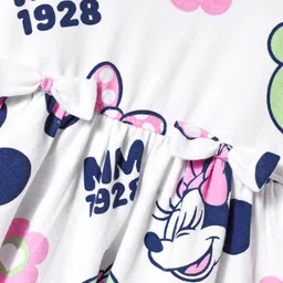 Babyoye Disney Single Jersey Knit Frill Sleeves Frock Style Onesie With Minnie Mouse Family Print - White image 3