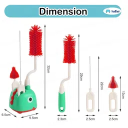 FunBlast Baby Bottle Cleaning Brush Set with Stand 4-Pieces - Green image 3