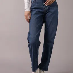 AMERICAN EAGLE OUTFITTERS Women Straight Fit Mid-Rise Slash Knee Jeans-image-78