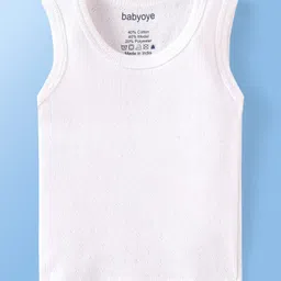 Babyoye Cotton Knit Full Sleeves Thermal Vests & Pant Set Solid Color - White image 4