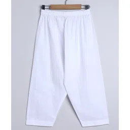 Little Clothing Cotton Linen Woven Full Sleeves Embroidered Coordinating Kurta With Pathani Set - Black image 5