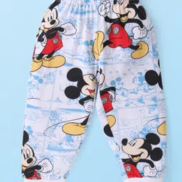 Babyhug Disney Cotton Knit Full Sleeves Night Suit with Mickey Mouse Graphics - White image 5