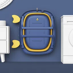 Babyhug Foldable Baby Bath Tub with Drain Plug in Crab Shape - Blue image 5