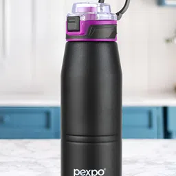 Pexpo Black & Purple Printed Stainless Steel Double Wall Vacuum Water Bottle-740 ml-image-47